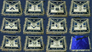 Masonic Regalia Blue lodge Officer leather Aprons Bullion Hand Embroidered and collar chain with jewels set of 15