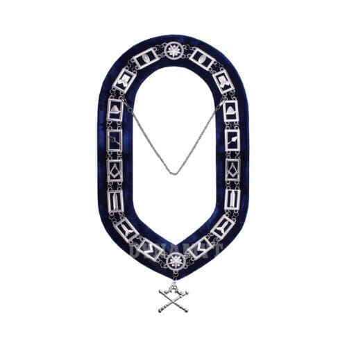 RIAZ IMPEX MASONIC REGALIA Masonic Regalia Blue Lodge Officer Marshal Apron, Silver Chain Collar & Gloves