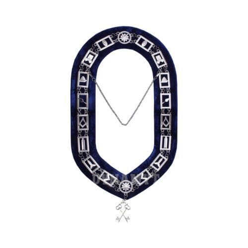 RIAZ IMPEX MASONIC REGALIA Masonic Regalia Blue Lodge Officer Treasurer Apron, Silver Chain Collar & Gloves