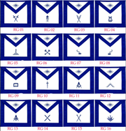 Masonic Blue Lodge Officers Aprons Machine Embroidered – Set of 16