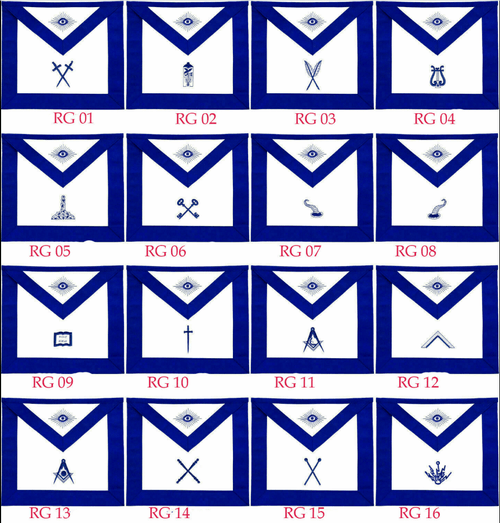 RIAZ IMPEX MASONIC REGALIA Masonic Regalia Blue Lodge Officers Aprons Machine Embroidered- Set of 16 Aprons