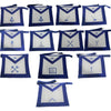 Masonic Regalia Blue lodge officers Aprons set pack of 12 Adjustable waist belt
