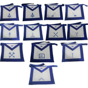 Masonic Regalia Blue lodge officers Aprons set pack of 12 Adjustable waist belt