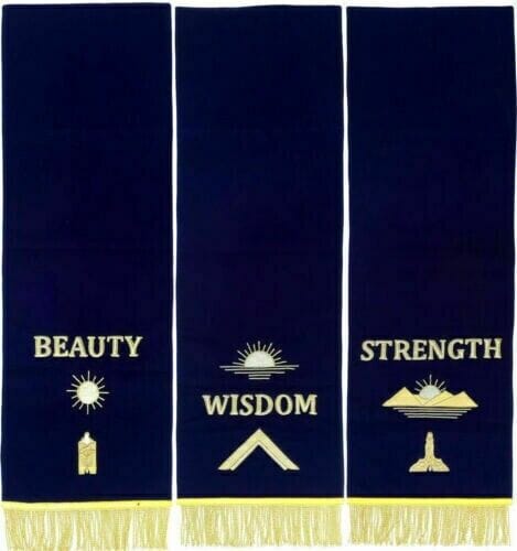 RIAZ IMPEX MASONIC REGALIA MASONIC REGALIA BLUE LODGE PEDESTAL COVERS - PACK OF THREE HAND EMBROIDERED
