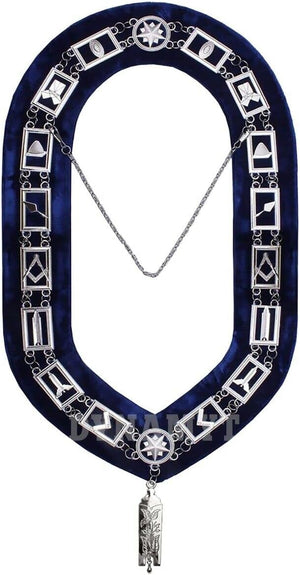 RIAZ IMPEX MASONIC REGALIA Masonic Regalia Blue Officer Silver Metal Chain Collars with Jewels 12 PCS