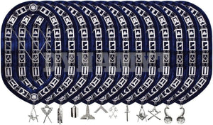 RIAZ IMPEX MASONIC REGALIA Masonic Regalia Blue Officer Silver Metal Chain Collars with Jewels 12 PCS