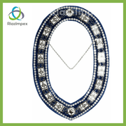 Masonic Regalia DELUXE PAST MASTER Silver Metal Chain Collar BLUE Velvet Backing