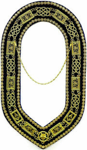 Masonic Grand Lodge Gold Chain Rhinestone Collar Purple Velvet