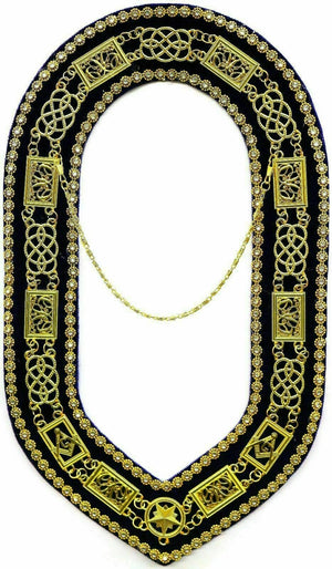 RIAZ IMPEX MASONIC REGALIA MASONIC REGALIA GRAND LODGE GOLDEN CHAIN RHINESTONE COLLAR PURPLE VELVET