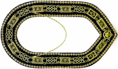 RIAZ IMPEX MASONIC REGALIA MASONIC REGALIA GRAND LODGE GOLDEN CHAIN RHINESTONE COLLAR PURPLE VELVET