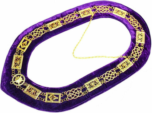 RIAZ IMPEX MASONIC REGALIA Masonic Regalia GRAND LODGE Metal Chain Collar PURPLE Backing BEST QUALITY