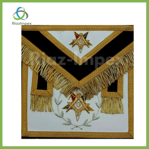 RIAZ IMPEX MASONIC REGALIA Masonic Regalia Hand Embroidered Bullion Made OES Apron Purple with Gold Fringe