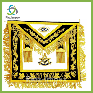 RIAZ IMPEX MASONIC REGALIA Masonic Regalia Hand MADE GOLD Bullion Masonic Past Master Embroidered Aprons