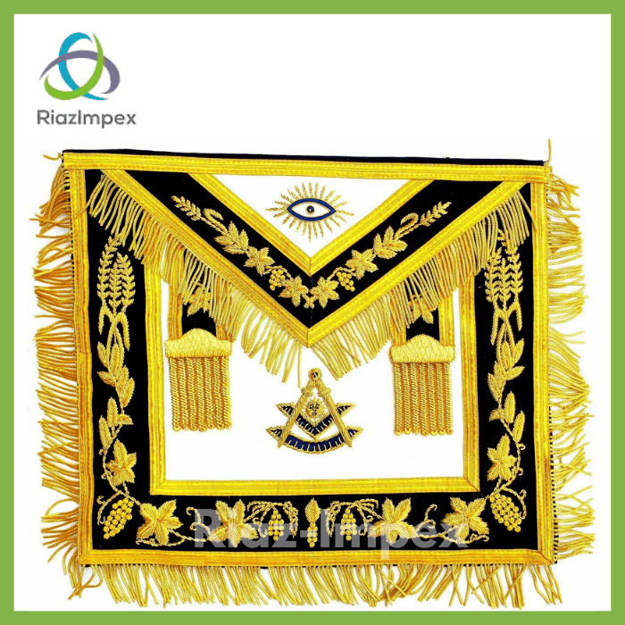 RIAZ IMPEX MASONIC REGALIA Masonic Regalia Hand MADE GOLD Bullion Masonic Past Master Embroidered Aprons