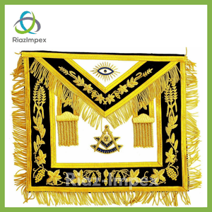 RIAZ IMPEX MASONIC REGALIA Masonic Regalia Hand MADE GOLD Bullion Masonic Past Master Embroidered Aprons