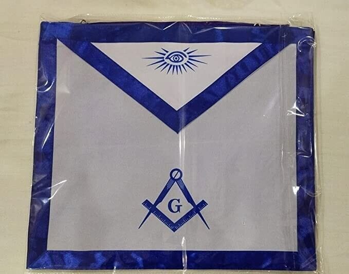 RIAZ IMPEX MASONIC REGALIA Masonic Regalia Master Mason Apron Square Compass 1" inch Royal Blue Satin