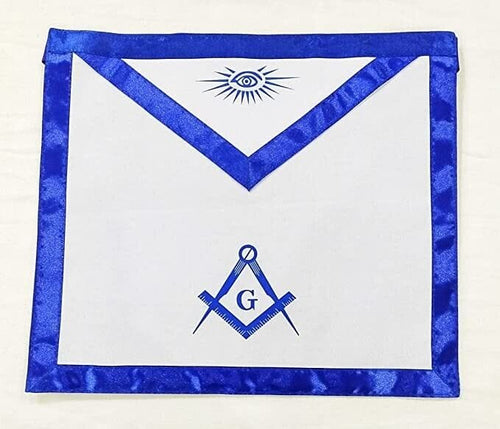 RIAZ IMPEX MASONIC REGALIA Masonic Regalia Master Mason Apron Square Compass 1" inch Royal Blue Satin