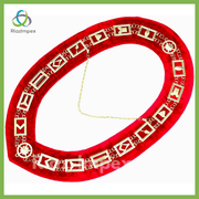 Masonic Master Mason Golden Metal Chain Collar Red Backing