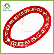 Masonic Master Mason Golden Metal Chain Collar Red Velvet Backing