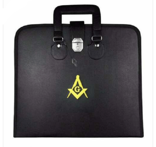 RIAZ IMPEX MASONIC REGALIA Masonic Regalia Master Mason MM/WM Apron Case Golden Embroidered 15" X 17"