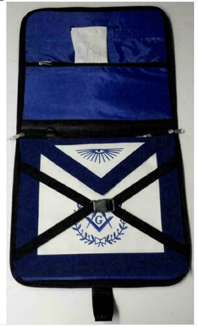 RIAZ IMPEX MASONIC REGALIA Masonic Regalia Master Mason MM/WM Apron Case Golden Embroidered 15" X 17"