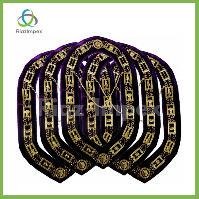 RIAZ IMPEX MASONIC REGALIA Masonic Regalia OES Order of Eastern Star Gold Metal Chain Collar - LOT of 5