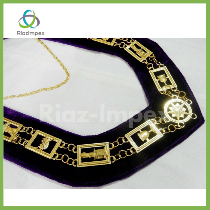 RIAZ IMPEX MASONIC REGALIA Masonic Regalia OES Order of Eastern Star Gold Metal Chain Collar - LOT of 5