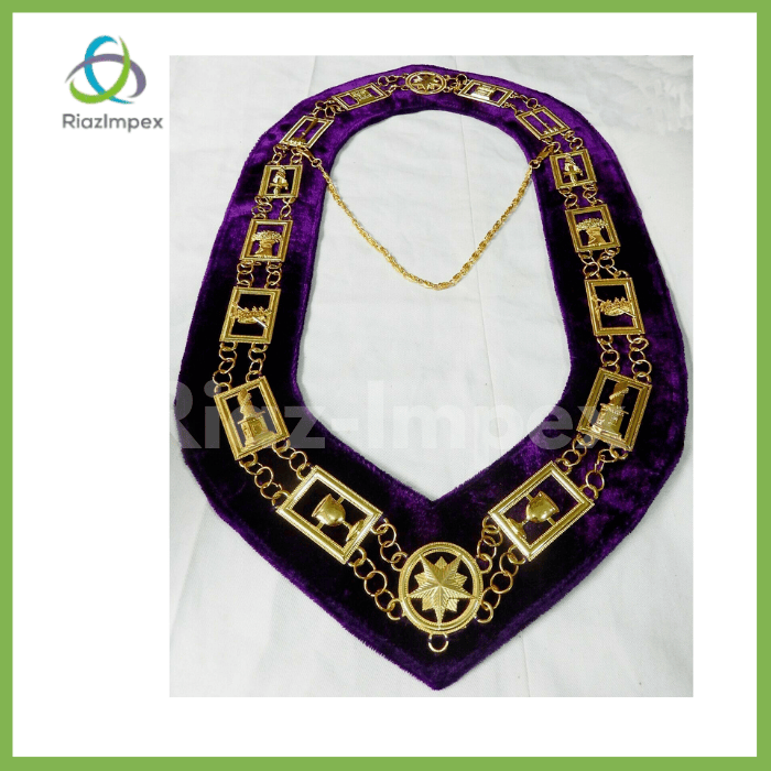 RIAZ IMPEX MASONIC REGALIA Masonic Regalia OES Order of Eastern Star Gold Metal Chain Collar - LOT of 5