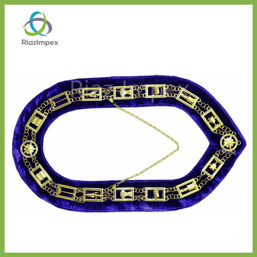 RIAZ IMPEX MASONIC REGALIA Masonic Regalia OES Order of Star Metal Chain Collar PURPLE Velvet Backing