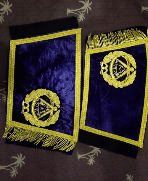 RIAZ IMPEX MASONIC REGALIA Masonic Regalia Past Grand Master cuff pair set HandMade with free Jewel Gold