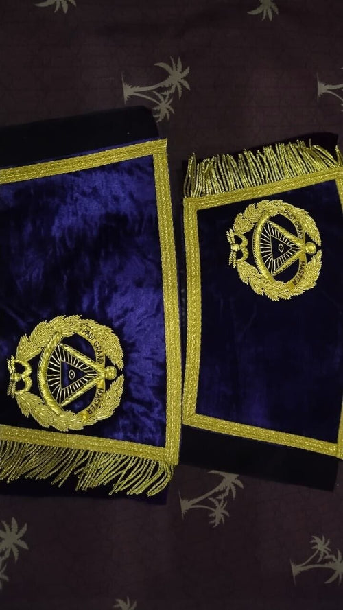 RIAZ IMPEX MASONIC REGALIA Masonic Regalia Past Grand Master cuff pair set HandMade with free Jewel Gold
