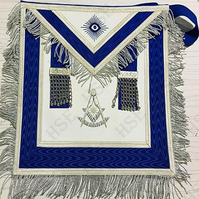 RIAZ IMPEX MASONIC REGALIA Masonic Regalia Past Master Apron Blue with Chain Collar & Jewel