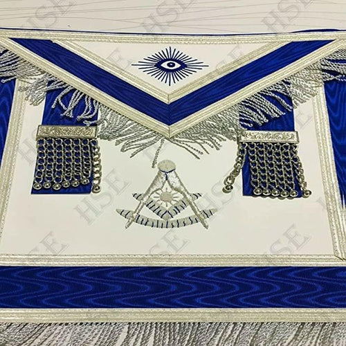 RIAZ IMPEX MASONIC REGALIA Masonic Regalia Past Master Apron Blue with Chain Collar & Jewel