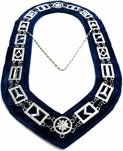 RIAZ IMPEX MASONIC REGALIA Masonic Regalia Past Master Apron Blue with Chain Collar & Jewel