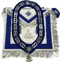 RIAZ IMPEX MASONIC REGALIA Masonic Regalia Past Master Apron Blue with Chain Collar & Jewel