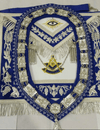 Masonic Past Master Apron & Collar with Jewel Blue Velvet Hand Embroidered