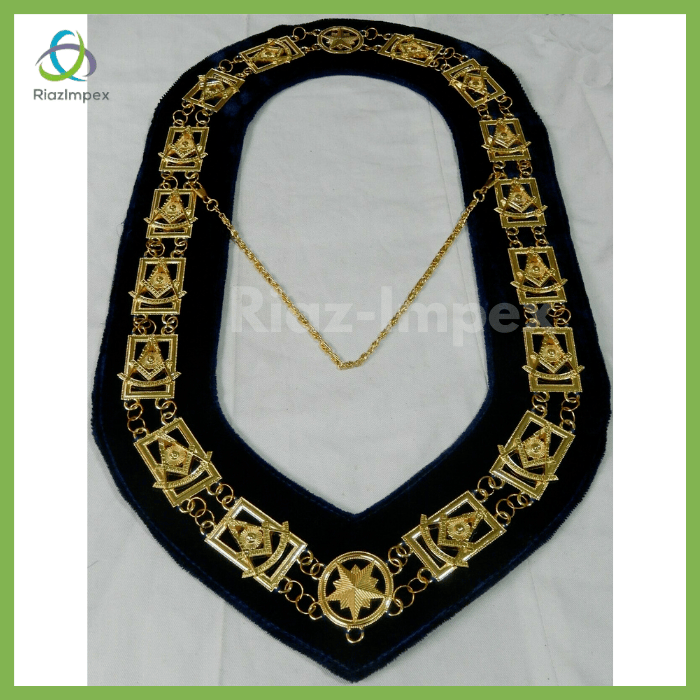 RIAZ IMPEX MASONIC REGALIA Masonic Regalia Past Master Gold Metal Chain Collar Best quality