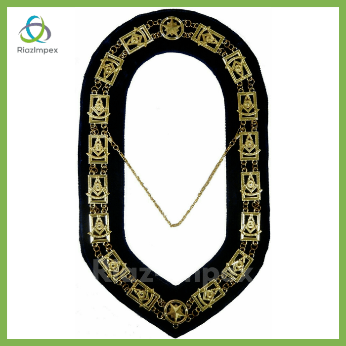 RIAZ IMPEX MASONIC REGALIA Masonic Regalia Past Master Gold Metal Chain Collar Best quality
