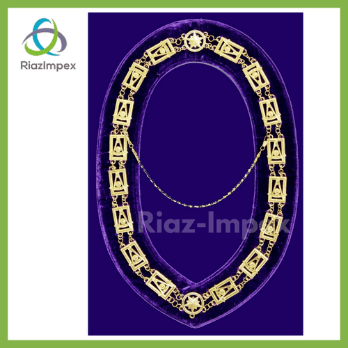 RIAZ IMPEX MASONIC REGALIA Masonic Regalia PAST MASTER Metal Chain Collar PURPLE COLOR Velvet Backing