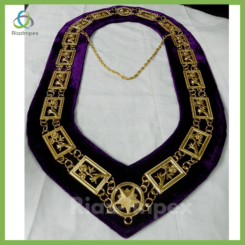 RIAZ IMPEX MASONIC REGALIA Masonic Regalia Rose of Seven Seal Gold Metal Chain Collar Best Quality