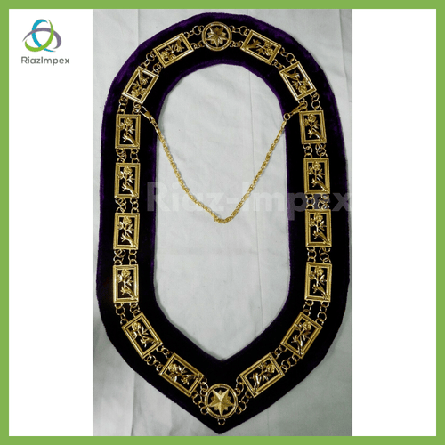 RIAZ IMPEX MASONIC REGALIA Masonic Regalia Rose of Seven Seal Gold Metal Chain Collar Best Quality