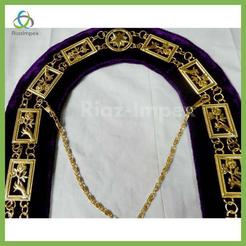 RIAZ IMPEX MASONIC REGALIA Masonic Regalia Rose of Seven Seal Gold Metal Chain Collar Best Quality