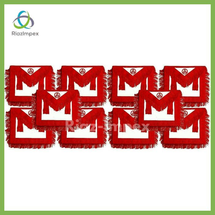 RIAZ IMPEX MASONIC REGALIA MASONIC Regalia ROYAL ARCH APRON FRINGE HAND EMBROIDERED 10PCS
