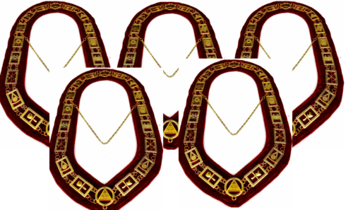 RIAZ IMPEX MASONIC REGALIA Masonic Regalia Royal Arch gold Chain Collar Red Lining Backing pack of 6