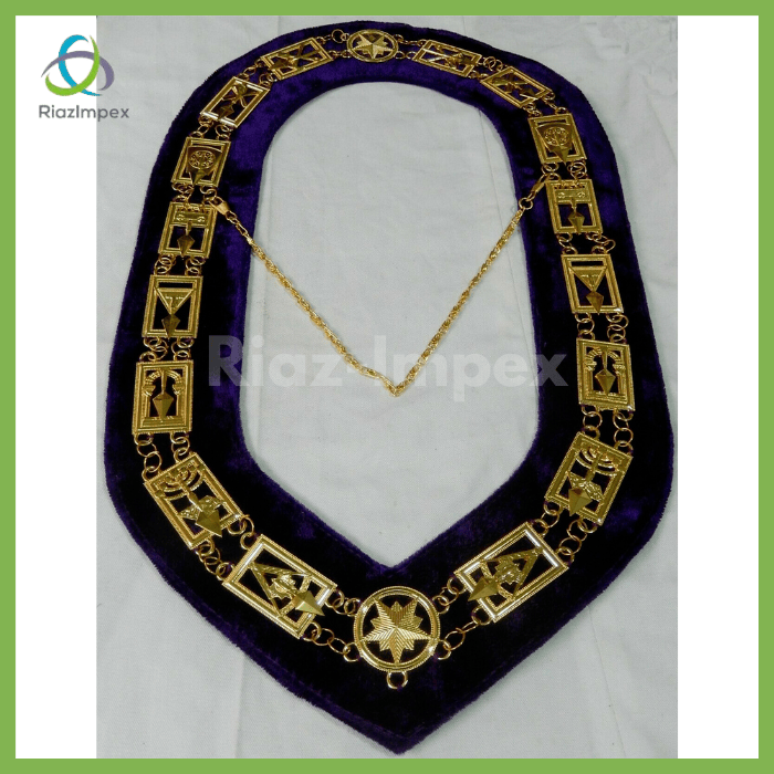 RIAZ IMPEX MASONIC REGALIA Masonic Regalia Royal & Select Master Gold Metal Chain Collar BEST QUALITY
