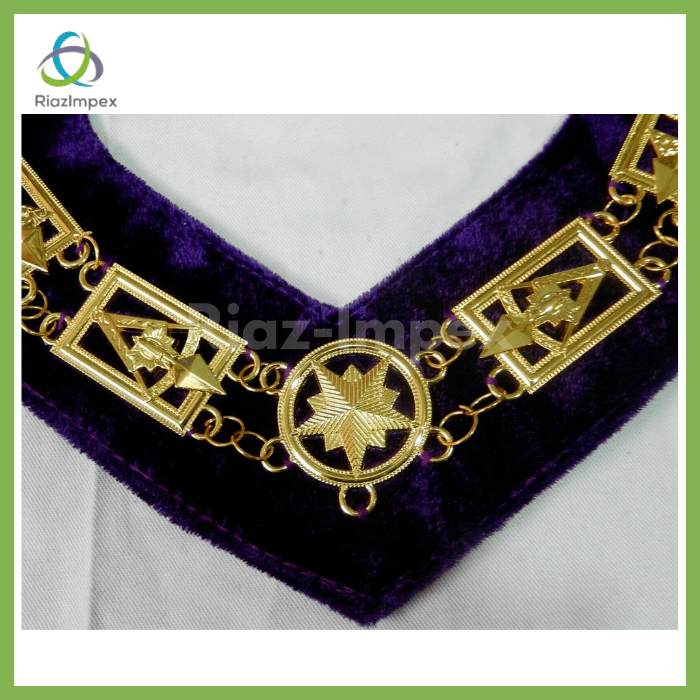RIAZ IMPEX MASONIC REGALIA Masonic Regalia Royal & Select Master Gold Metal Chain Collar BEST QUALITY