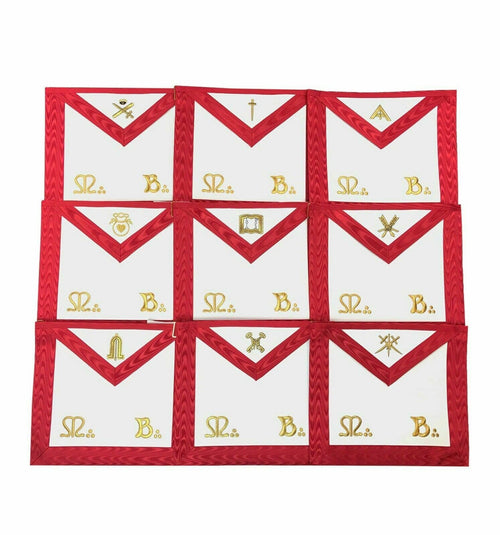 RIAZ IMPEX MASONIC REGALIA Masonic Regalia Scottish Rite Officers Apron Set of 9 AASR-REAA