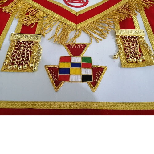 RIAZ IMPEX MASONIC REGALIA Masonic Royal Arch Apron, chain collar, JEWEL set High priest Red Pack of 3 Sets