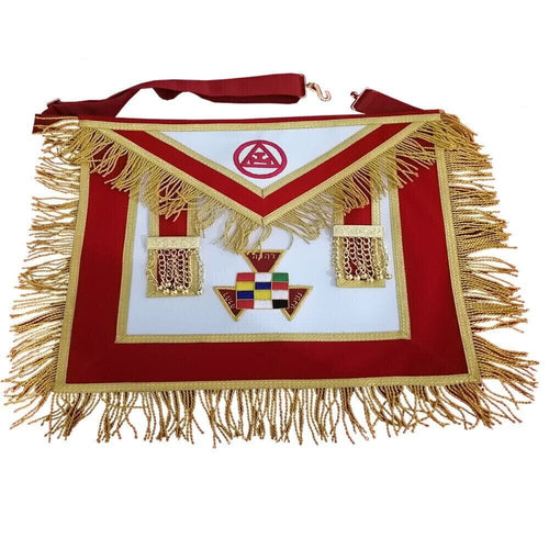 RIAZ IMPEX MASONIC REGALIA Masonic Royal Arch Apron, chain collar, JEWEL set High priest Red Pack of 3 Sets