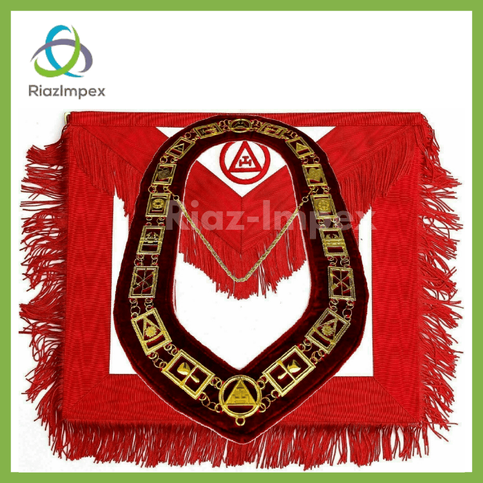 RIAZ IMPEX MASONIC REGALIA Masonic Royal Arch COLLAR Plus APRON and BAG CASE SET Best Quality